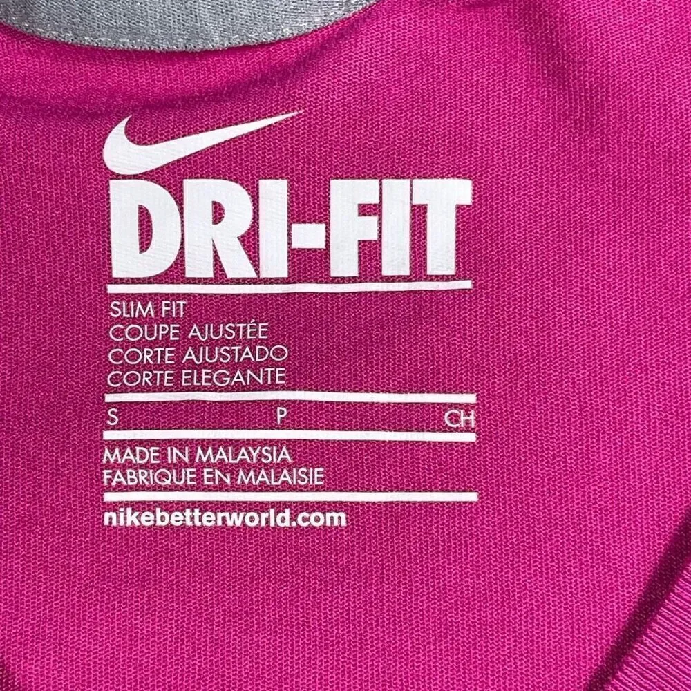 Nike Dri-Fit Roger Federer Magenta Slim Fit Short Sleeve V-Neck T-Shirt Sz Small